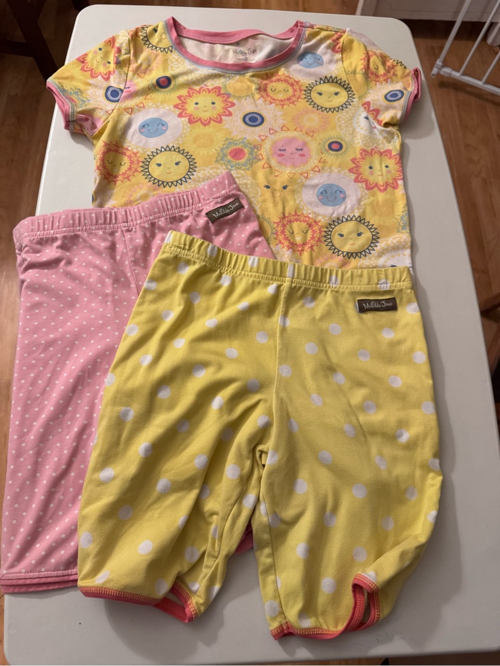 Matilda Jane Yellow & Pink Sun Print Pajama Set with Polka Dot Shorts